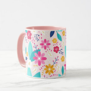 Rama de hojas de flores Imprimir tazas de café mod