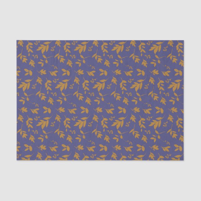 Rama de Leafy Amarillo en papel de Tejido Azul (Anverso)