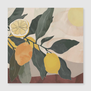 Rama de limón boho con pintura de frutas abstracta