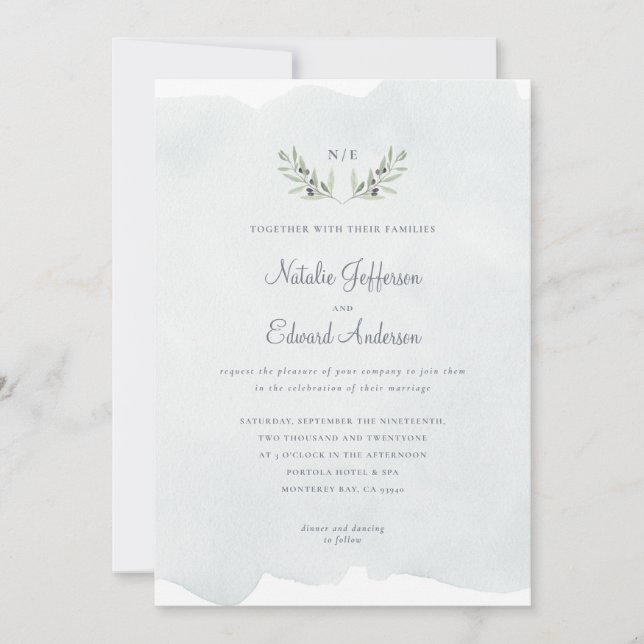 Rama de oliva acuarela pintada + acuarela (Anverso)