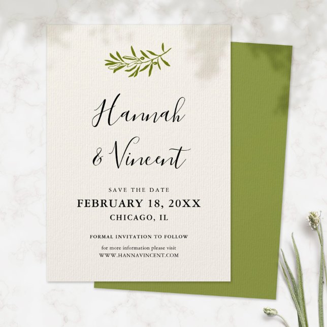 Rama de Olive Guardar la tarjeta de fecha | Marfil (Subido por el creador)