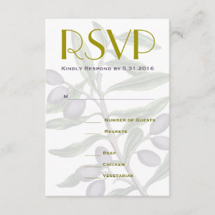 Rama de olivo que casa la púrpura verde de RSVP el