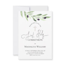 rama de olivo rústica Invitación a la Primera Comu