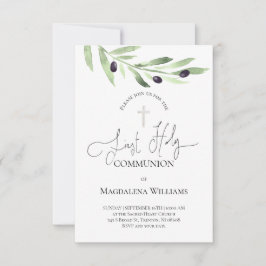 rama de olivo rústica Invitación a la Primera Comu