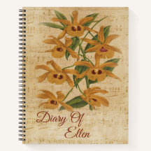 Rama de orquídeas amarillas en diario de sangre