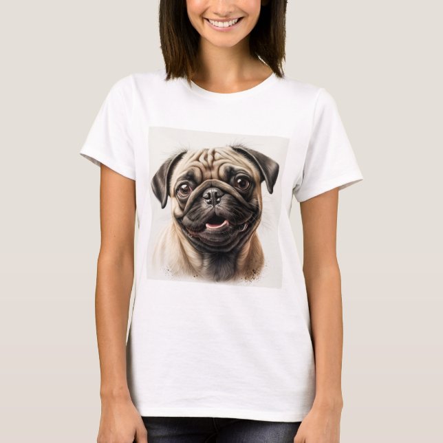 Rama de perro Pug T-shirt perro madre camiseta (Anverso)