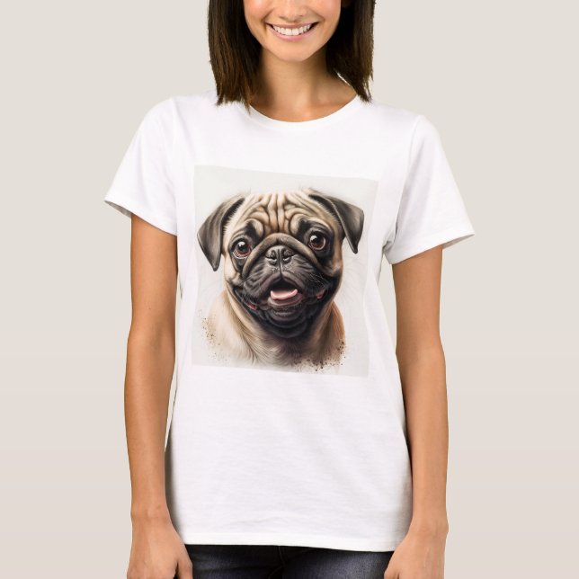 Rama de perro Pug T-shirt perro madre camiseta (Anverso)