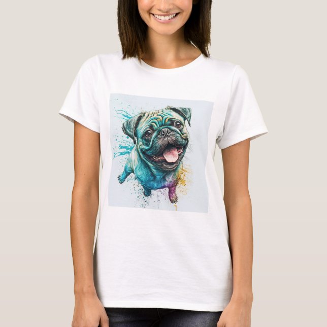 Rama de perro Pug T-shirt perro madre camiseta (Anverso)