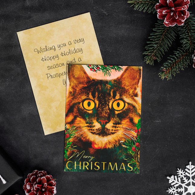 Rama De Pino Vintado Y Feliz Navidad De Gato De Ho (Subido por el creador)