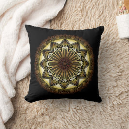 Ramadan Mandala Cojín decorativo negro