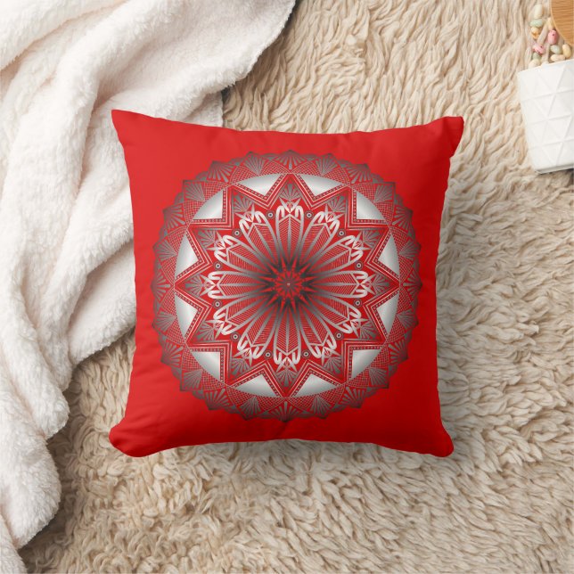 Ramadan Mandala Cojín decorativo Rojo (Manta)