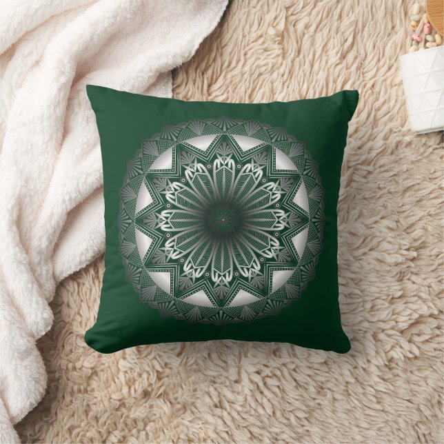 Ramadan Mandala Cojín decorativo Verde oscuro (Manta)