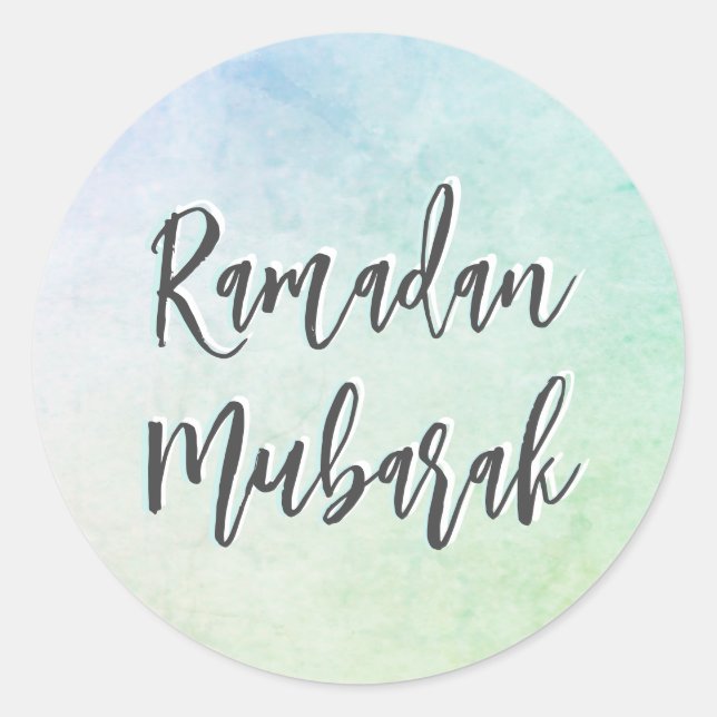 Ramadan Mubarak Script Classic Round Pegatina (Anverso)