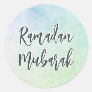 Ramadan Mubarak Script Classic Round Pegatina