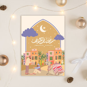Ramadán Mubarak Tarjeta de Oasis Colorido