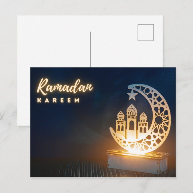 Ramadan Mubarak | Tarjeta postal de vacaciones Ram (Anverso / Reverso)