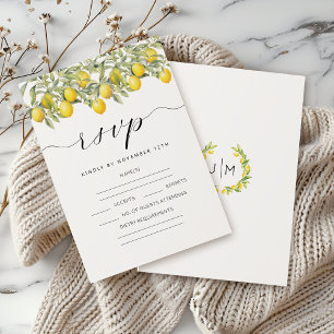 Ramas botánicas de limón Cítricos Boda RSVP tarjet