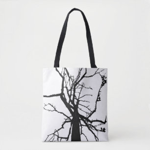 Ramas de árbol blanco negro resumen bolsa de tocad