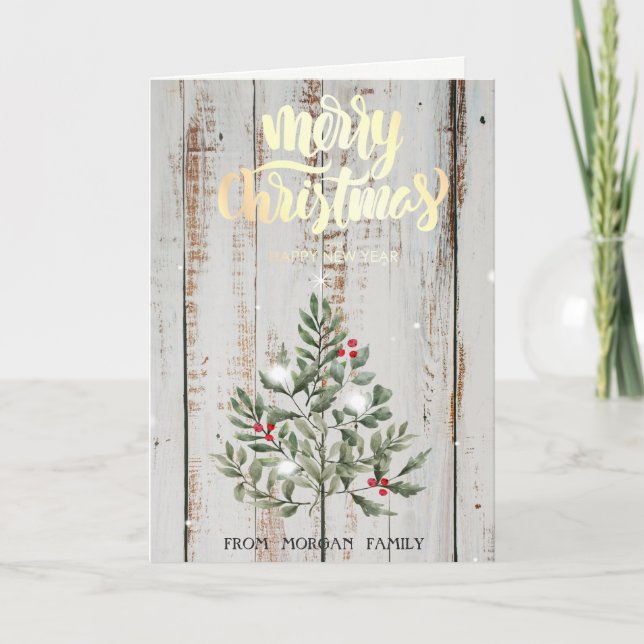 Ramas de árbol de pino Madera Feliz Navidad (Anverso)