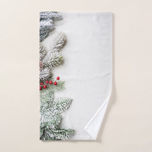 Ramas de árbol de pino nieve Navidad (Toalla de mano)