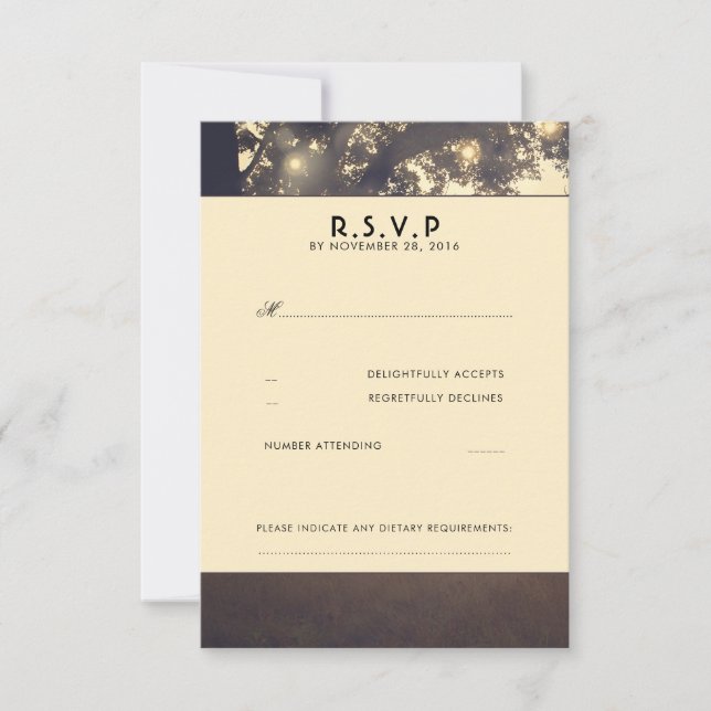 Ramas de árbol Luces Boda Tarjetas RSVP (Anverso)