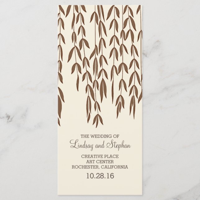 Ramas de árbol silvestres Programas de bodas elega (Anverso)