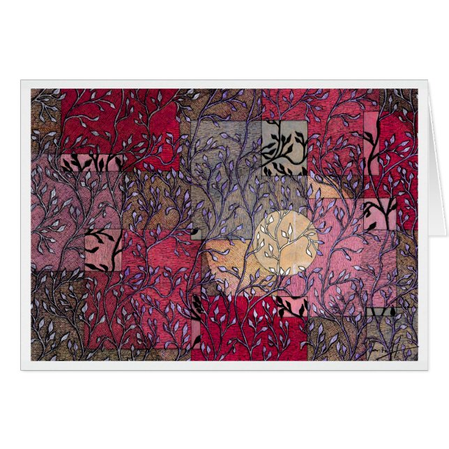 Ramas de árbol y hojas contra la luna - Rosa (Anverso (Horizontal))
