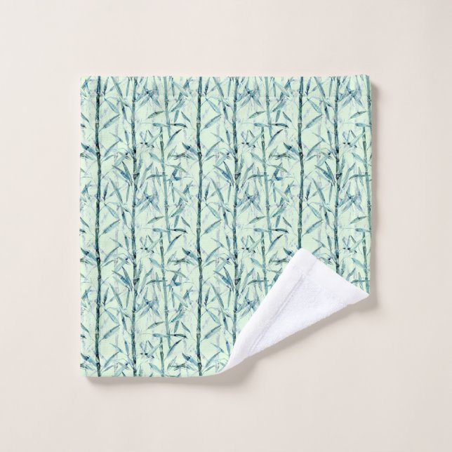 Ramas de bambú, blanco, verde, hojas, bambú (Toallita)