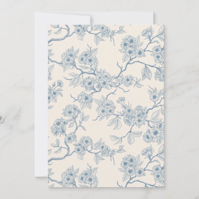 Ramas de flor de cerezo en azul y blanco apagado (Anverso)
