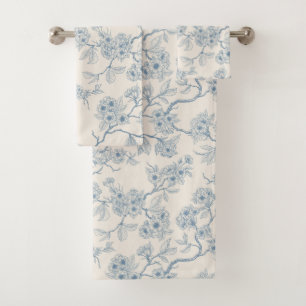 Ramas de flor de cerezo en azul y blanco apagado