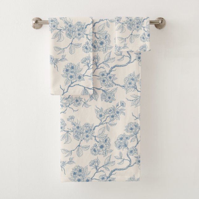 Ramas de flor de cerezo en azul y blanco apagado (In situ)