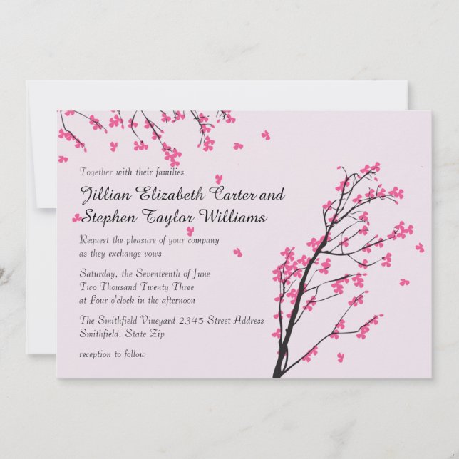 Ramas de flor de cerezo - Invitación de boda (Anverso)
