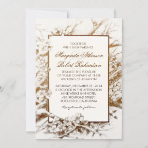 ramas de floración rústica invitaciones de boda bl