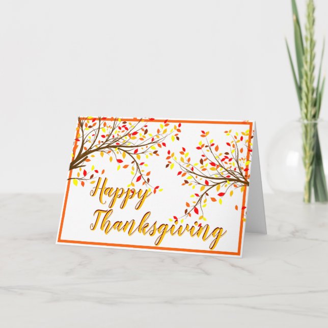 Ramas de hojas de otoño personalizado Tarjeta de v (Anverso)