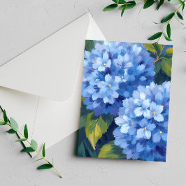 Ramas de Hortensias Azules | Tarjeta de Acuarela d