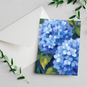 Ramas de Hortensias Azules Tarjeta de Acuarela d