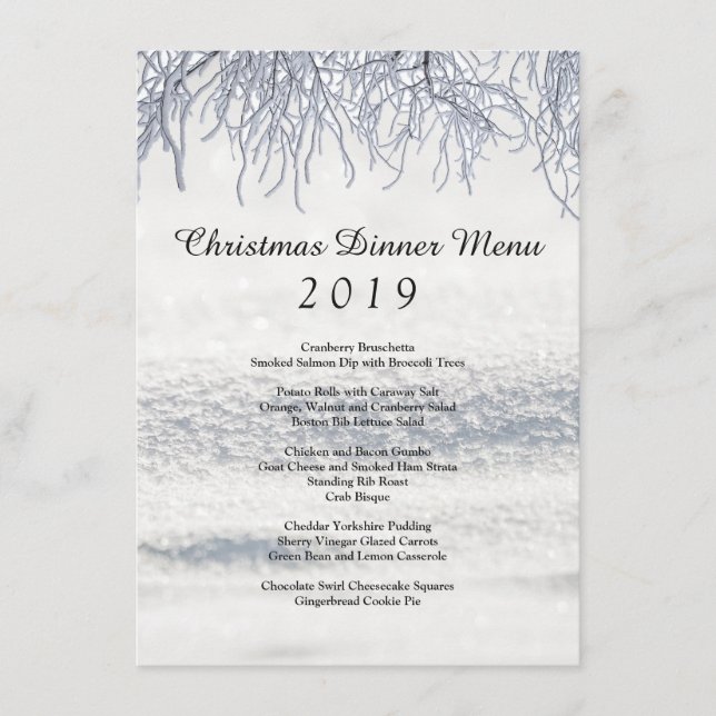 Ramas de Invierno Menú de Cena de Navidad (Anverso)
