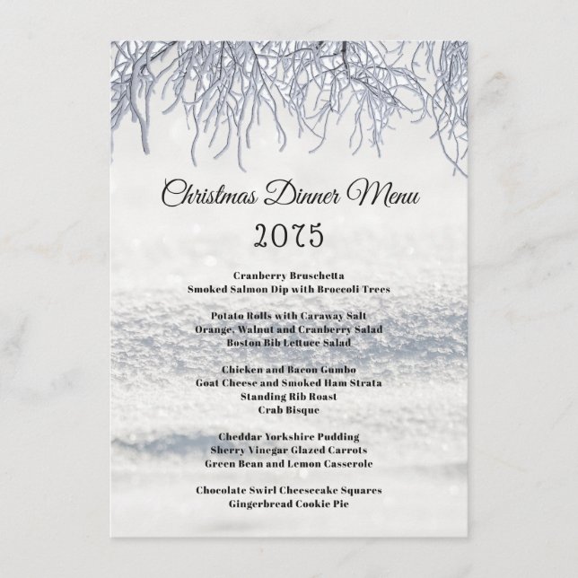 Ramas de Invierno Menú de Cena de Navidad (Anverso)
