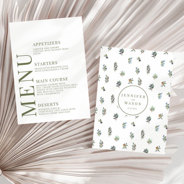 Ramas de oliva La vegetación deja tarjetas de menú (Subido por el creador)