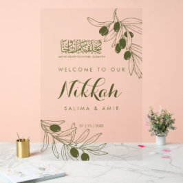 Ramas de olivo verdes Señal acrílica Nikkah
