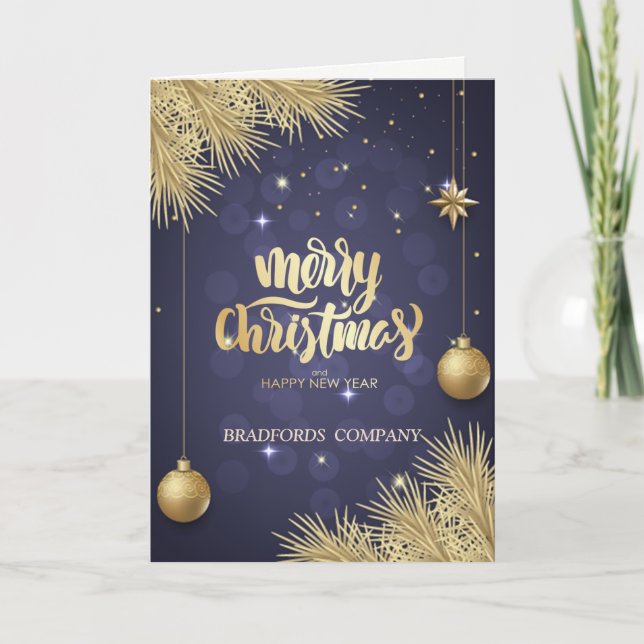 Ramas de pino, bolas, empresa azul de Navidad (Anverso)