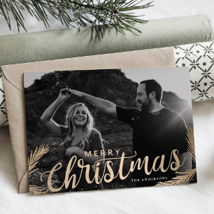 Ramas de Pino Feliz Navidad Superposición de Texto