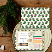 Ramas de Pino Retro Entrada de Navidad Regalo Cupó
