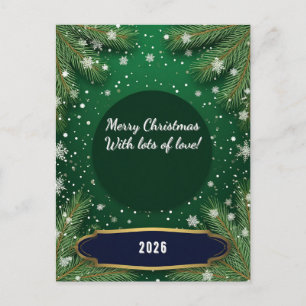 Ramas de pino verde de Navidad con texto personali