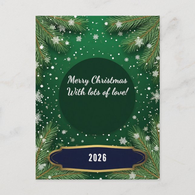 Ramas de pino verde de Navidad con texto personali (Anverso)