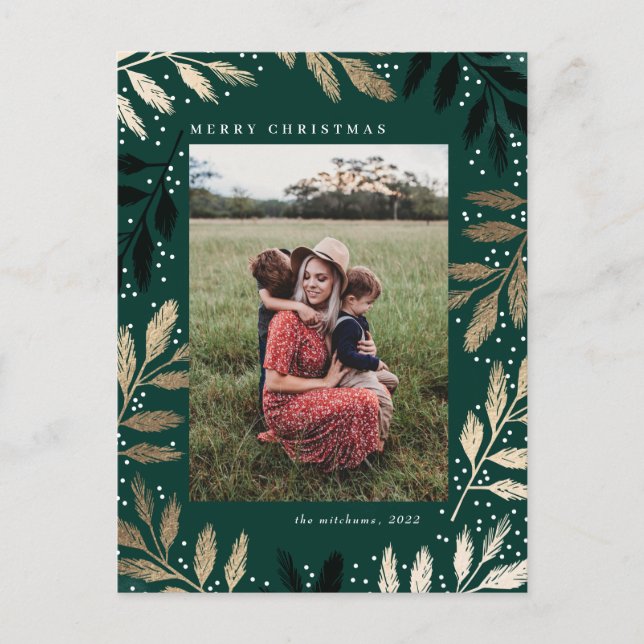 Ramas de Relieve metalizado Feliz Navidad Fotogram (Anverso)