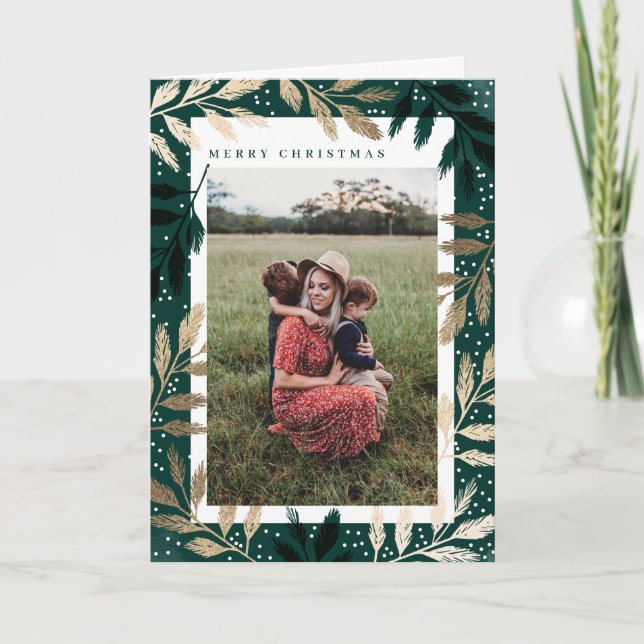 Ramas de Relieve metalizado Feliz Navidad Fotogram (Anverso)