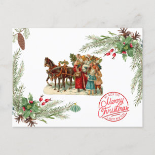 Ramas de Santa y Pine Vintage de Feliz Navidad