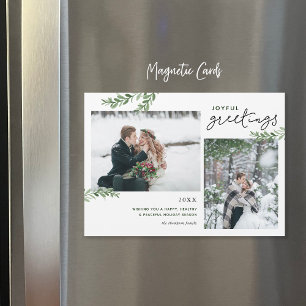 Ramas de verde 2 tarjetas de vacaciones magnéticas