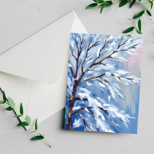 Ramas Heladas Tarjeta de Pintura de Árbol de Nie